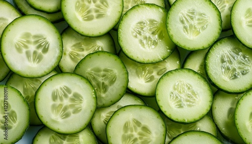 sliced cucumber vegetables top view, AI generated