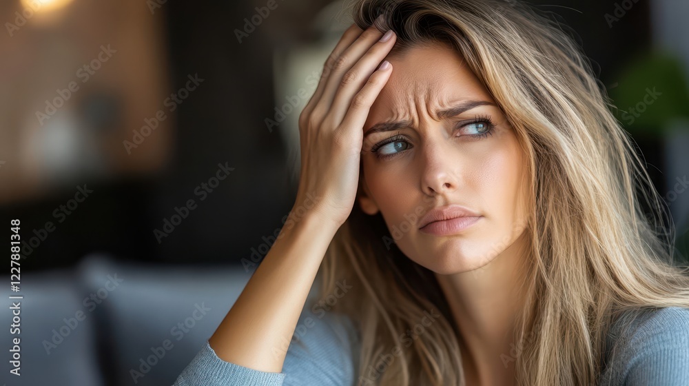 Obraz premium Woman Feeling Anxious and Stressed