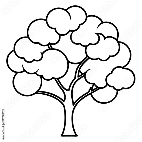 cherry tree line art vector illustration 