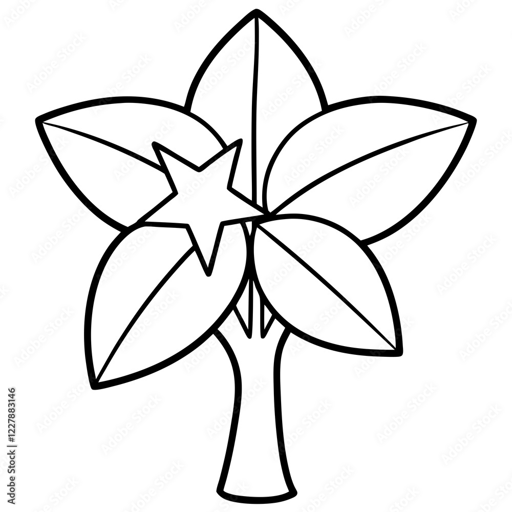 starfruit tree line art vector illustration starfruit tree line art vector illustration