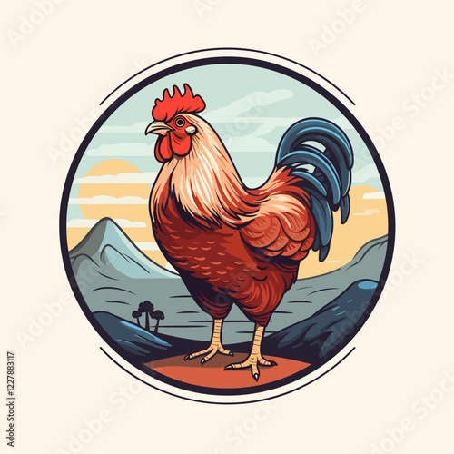 Ai Generated Rooster Chicken royalty-free vector graphic.