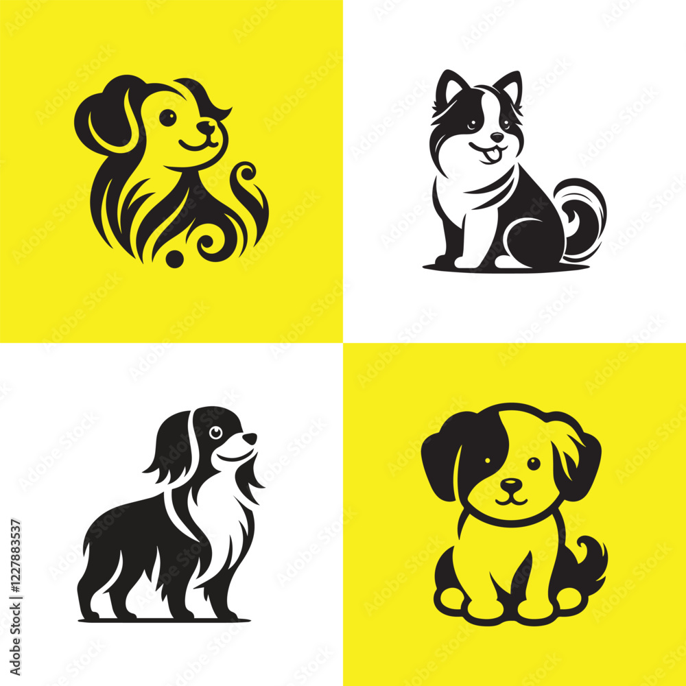 Dog silhouette art bundle set Dog silhouette art bundle set