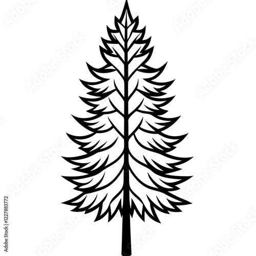  eastern cedar tree line art vector illustration 