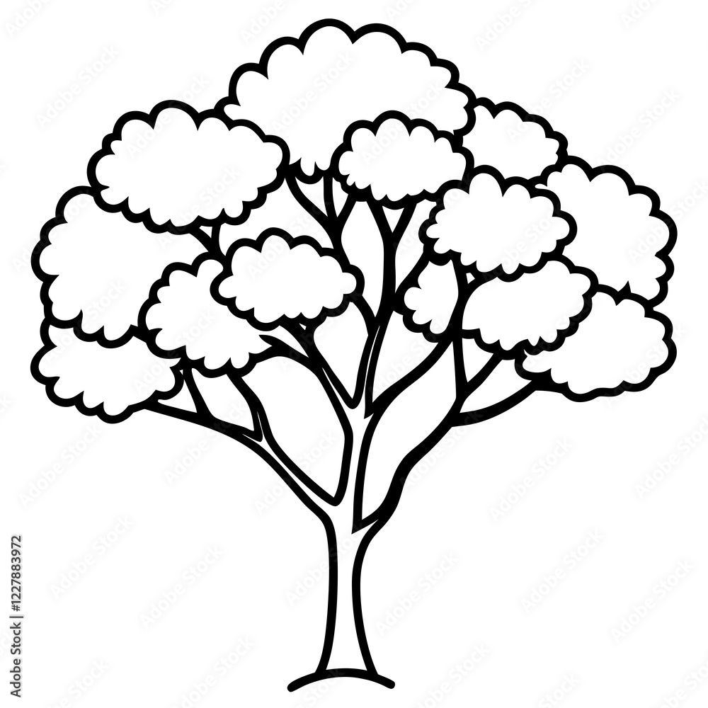 Fototapeta premium crape myrtle tree line art vector illustration 