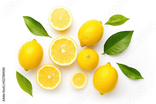 Wallpaper Mural Lemon slices on white background top view Torontodigital.ca