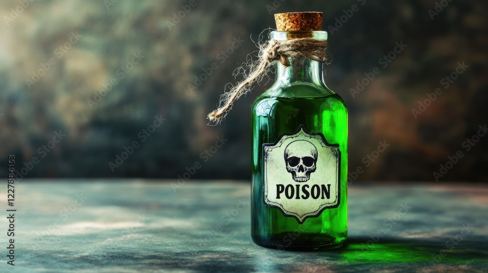 Obraz premium glass bottle with green poison liquid