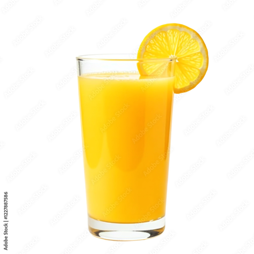 Glass filled with freshly squeezed orange juice, isolated on transparent background with vibrant color and fresh appeal Glass filled with freshly squeezed orange juice, isolated on transparent background with vibrant color and fresh appeal