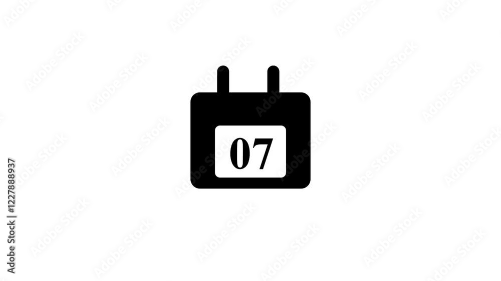 Calendar icon - day 07 animation Luma matte with transparent background 4K appointment, important date, Timetable. time management, organize meeting. Planning strategy. Animated stock video Calendar icon - day 07 animation Luma matte with transparent background 4K appointment, important date, Timetable. time management, organize meeting. Planning strategy. Animated stock video