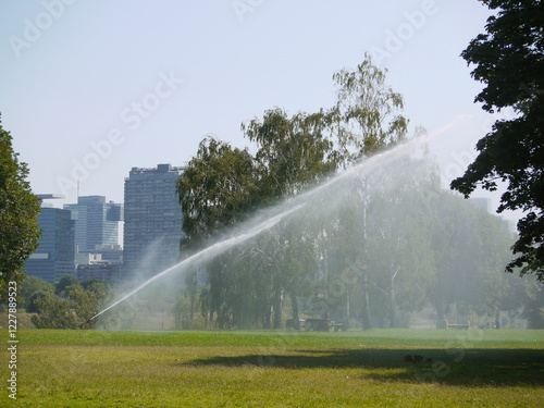 Photography Irrigation system on the Danube Island Donauinsel in Vienna