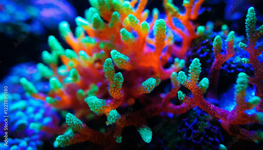 Fototapeta premium Coral reef macro - abstract marine ecosystem background texture