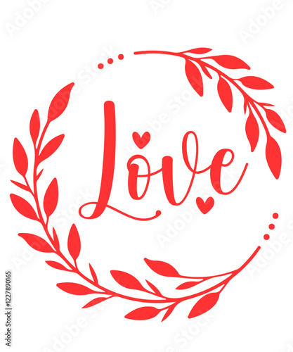 Love valentine typography design on plain white transparent isolated background for card, shirt, hoodie, sweatshirt, apparel, tag, mug, icon, poster or badge