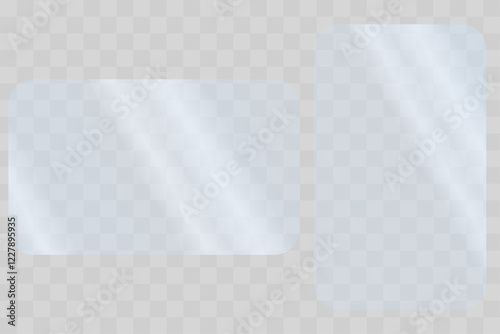 Texture of a rectangle plate with solar reflection. Beautiful realistic reflection with blue tint. Light effect for a picture or a mirror. Vector stock illustration	 photo