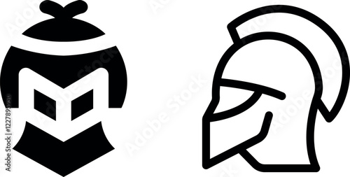 Knight's Helmet Vector Icon Set – Medieval and Armor Icons