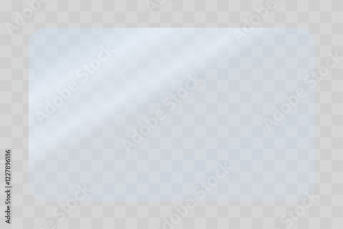 Texture of a rectangular plate with solar reflection. Beautiful realistic reflection, solar reflection on slightly blue glass. Vector stock illustration