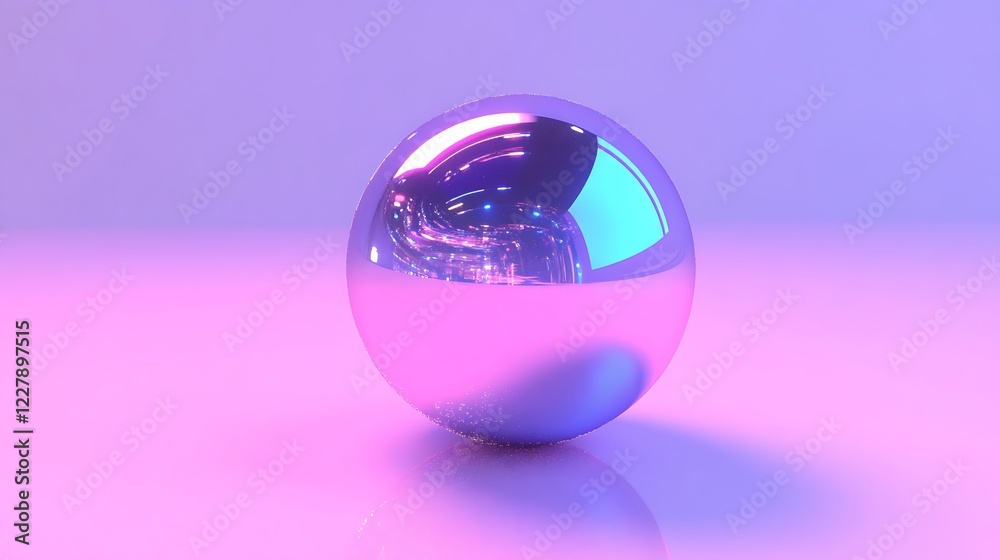 Reflective Metallic Egg On Pastel Background Reflective Metallic Egg On Pastel Background
