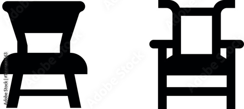 Old Chair Vector Icon Set – Vintage Furniture and Interior Design Icons