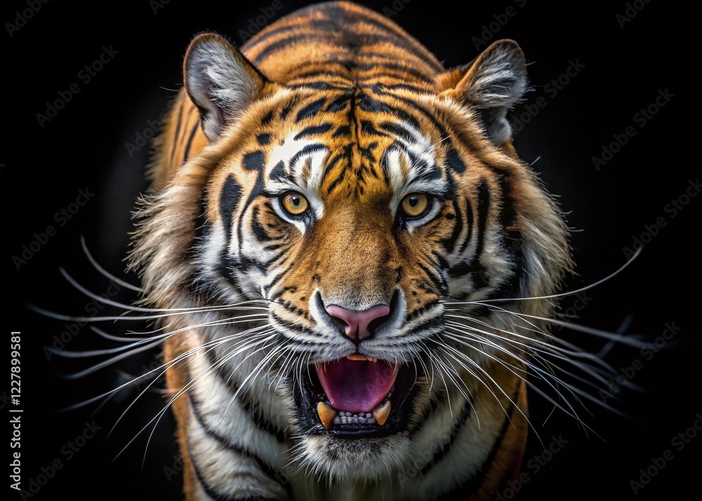 Fearsome Tiger Leaping - Powerful Wildlife Action Shot Fearsome Tiger Leaping - Powerful Wildlife Action Shot
