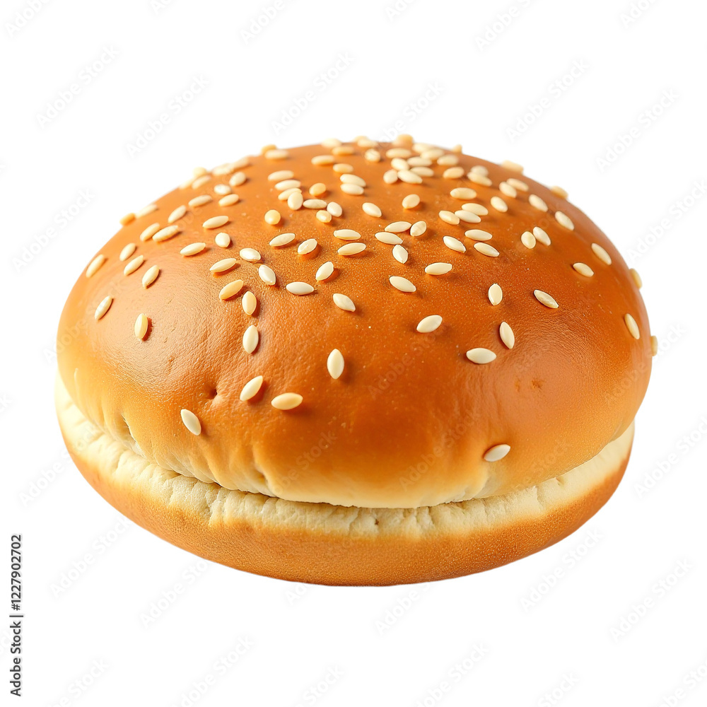 Sesame seed hamburger bun isolated on transparent background Sesame seed hamburger bun isolated on transparent background