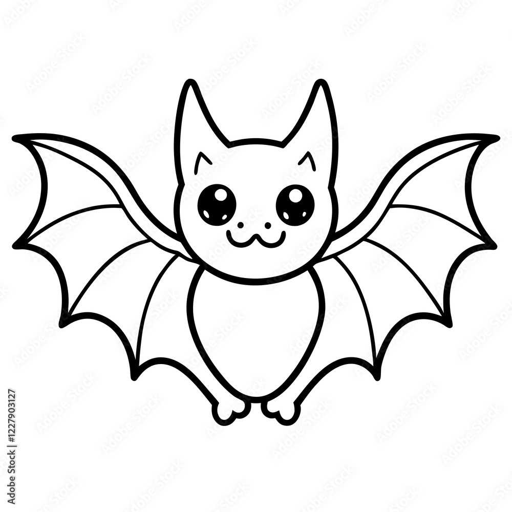 Cute Bat Silhouette Line Art Black Vector Carton Illustration Cute Bat Silhouette Line Art Black Vector Carton Illustration