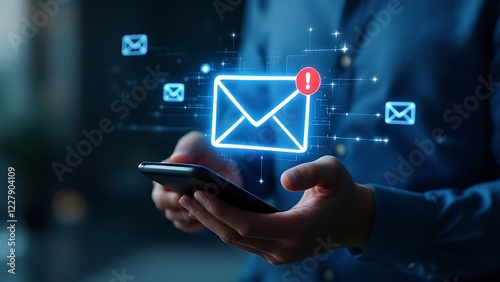 Person Holding Phone with Digital Email Icons – Modern Communication Concept