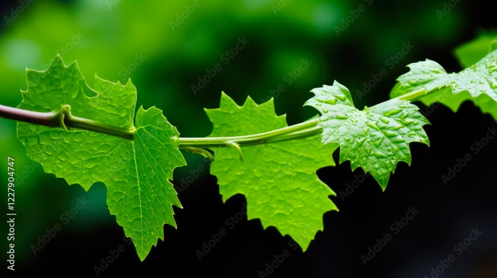 Feuille de Vigne. Close up of Growing Vine Leafs in a Garden with Space for Text. Perfect for Vinery and Wine related Content Feuille de Vigne. Close up of Growing Vine Leafs in a Garden with Space for Text. Perfect for Vinery and Wine related Content
