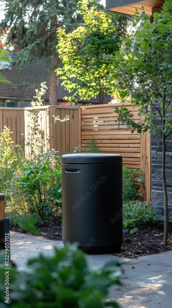 Obraz premium Modern Outdoor Propane Tank Cover in Backyard Setting