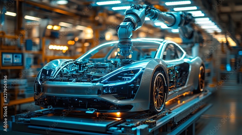 Obraz premium advanced robotics in automotive manufacturing: future of car assembly