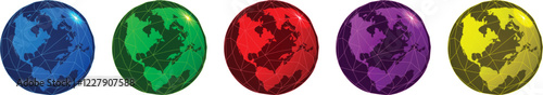 Red, green, yellow, blue, purple Background of global connections, illustration vector.