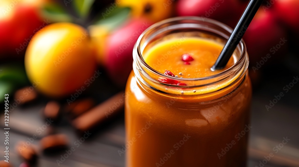Delicious Autumn Peach Smoothie in a Mason Jar Delicious Autumn Peach Smoothie in a Mason Jar