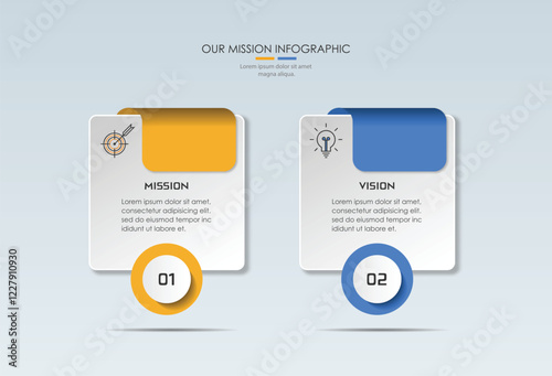 Mission, vision, values, graphic design template.eps 10 on white background, Can be used for presentation workflow layout, banner, process, diagram, flowchart, infographic, annual report.