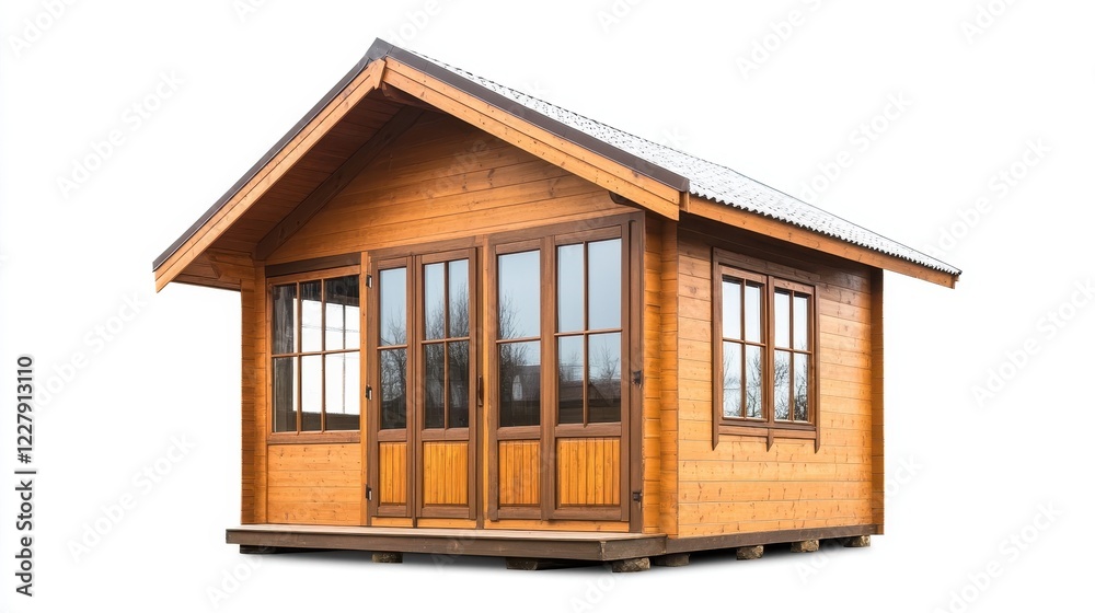 Charming Wooden Cabin with Large Windows Charming Wooden Cabin with Large Windows