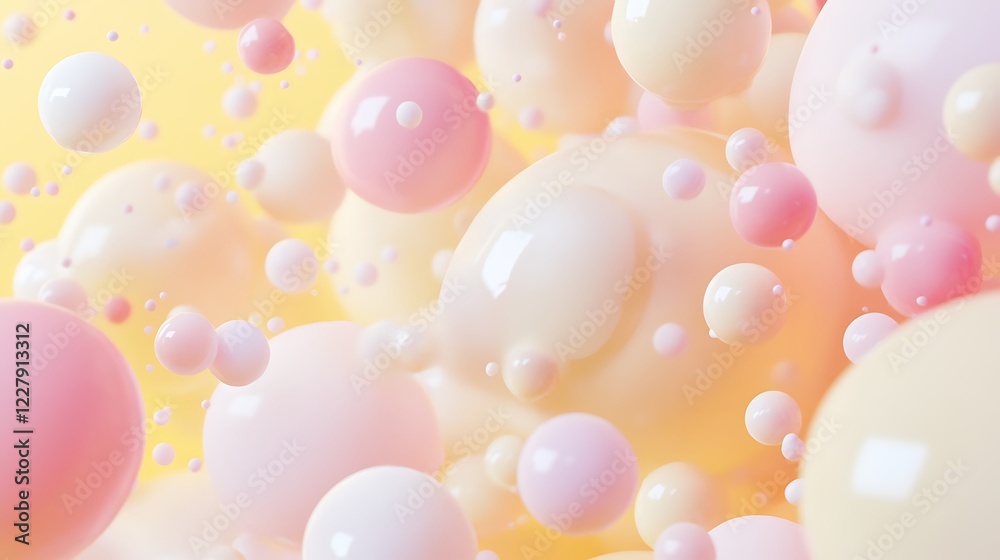 Abstract pastel spheres float in a dreamy background Abstract pastel spheres float in a dreamy background