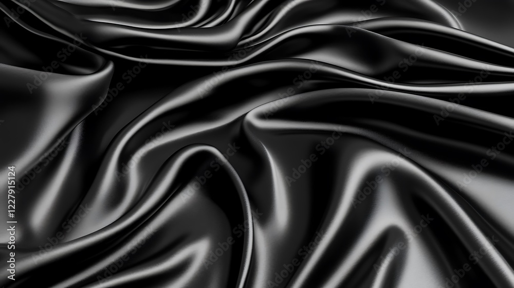 Fototapeta premium Elegant Draped Black Silk Fabric Texture