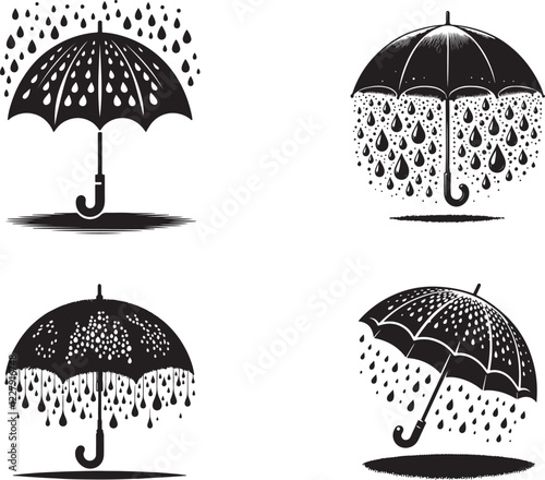 4 icon set of umbrellas