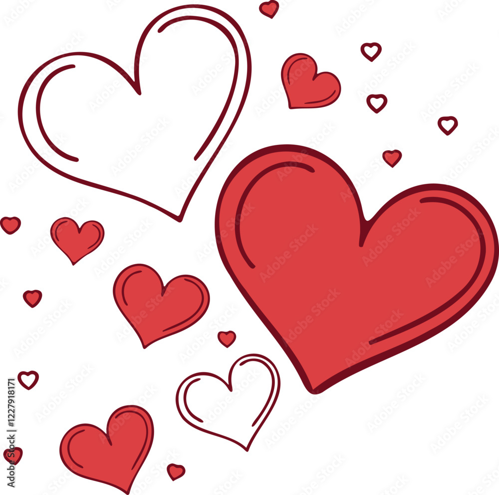 Romantic Red and White Hand-Drawn Heart Illustration in a Minimalist Digital Vector Art Style for Valentine’s Day Love and Wedding Themed Designs Romantic Red and White Hand-Drawn Heart Illustration in a Minimalist Digital Vector Art Style for Valentine’s Day Love and Wedding Themed Designs