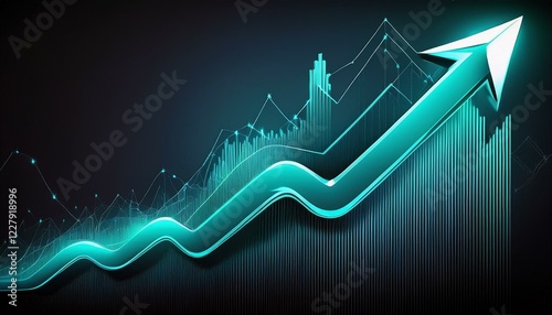 turquoise arrow indicating growth on a sleek graph dark background professional grade