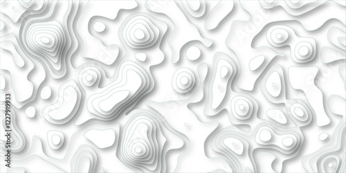 Topography grid map. Contour map background. Geographic line mountain relief. Abstract lines or wavy backdrop background. multi layer cutout geometric pattern on vector, Abstract soft white background