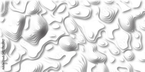 Topography grid map. Contour map background. Geographic line mountain relief. Abstract lines or wavy backdrop background. multi layer cutout geometric pattern on vector, Abstract soft white background