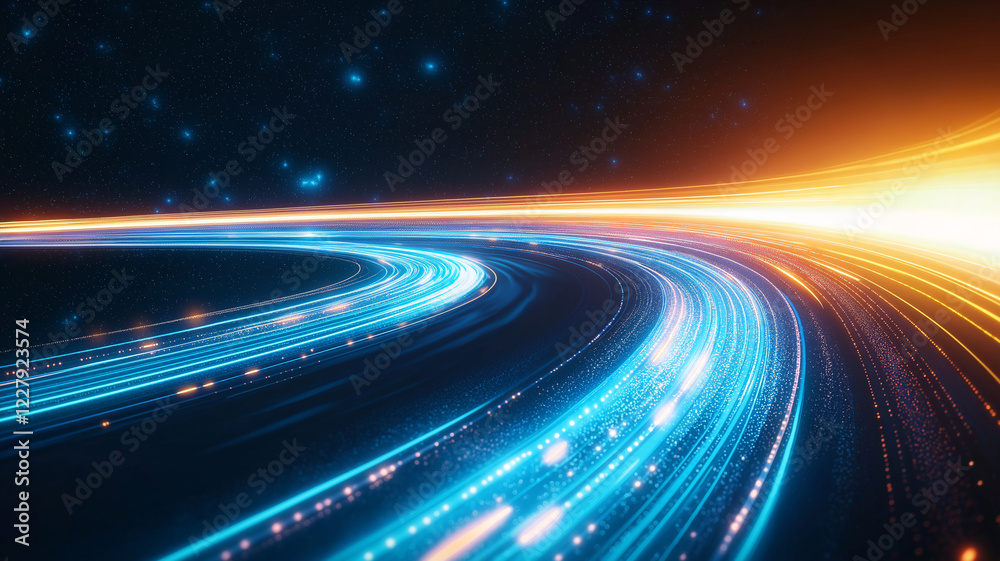 Vibrant abstract background with glowing neon light lines creating dynamic flow. interplay of blue and orange hues evokes sense of speed and energy, perfect for futuristic themes Vibrant abstract background with glowing neon light lines creating dynamic flow. interplay of blue and orange hues evokes sense of speed and energy, perfect for futuristic themes