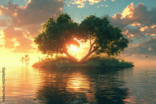 Romantic Sunset Over A Hear...