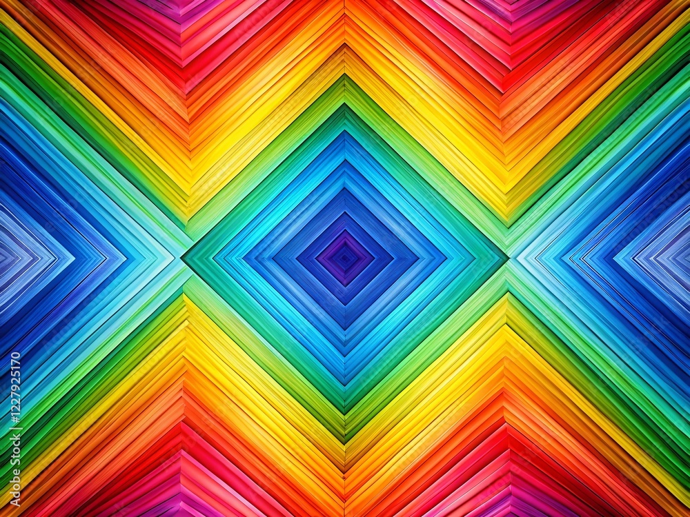 Obraz premium Geometric Rainbow Stripes Abstract Background - Symmetrical Design Stock Photo