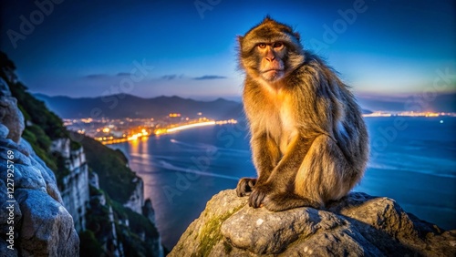 Gibraltar Barbary Macaque Monkey Low Light Night Photography Upper Rock Wildlife
