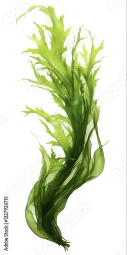 Isolated Seaweed: Swaying Kelp and Laminaria Leaf on White Background for Food and Iodine Enthusiasts
