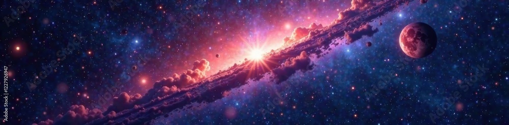Celestial bodies aglow in the vast expanse of the universe, celestial, glow Celestial bodies aglow in the vast expanse of the universe, celestial, glow