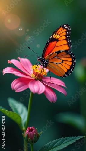 Wallpaper Mural Butterfly sipping nectar from a flower, blue butterfly, insect Torontodigital.ca