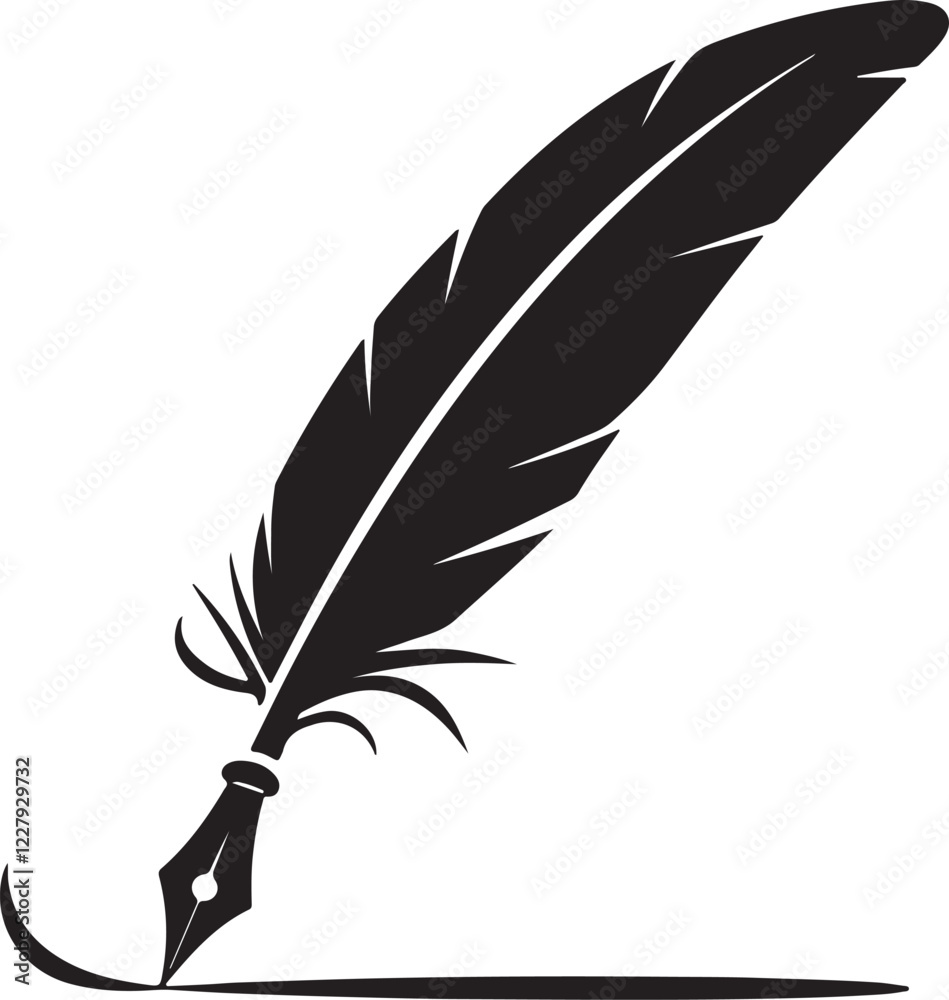 Obraz premium feather pen and ink and illustration of feather