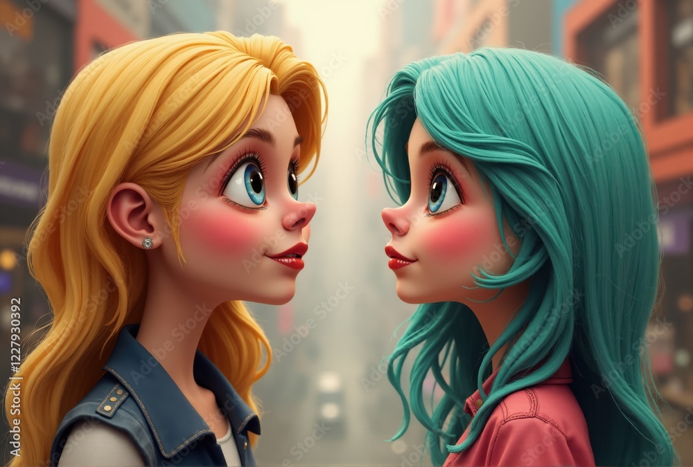 3D Render of Two Stylized Female Figures 3D Render of Two Stylized Female Figures