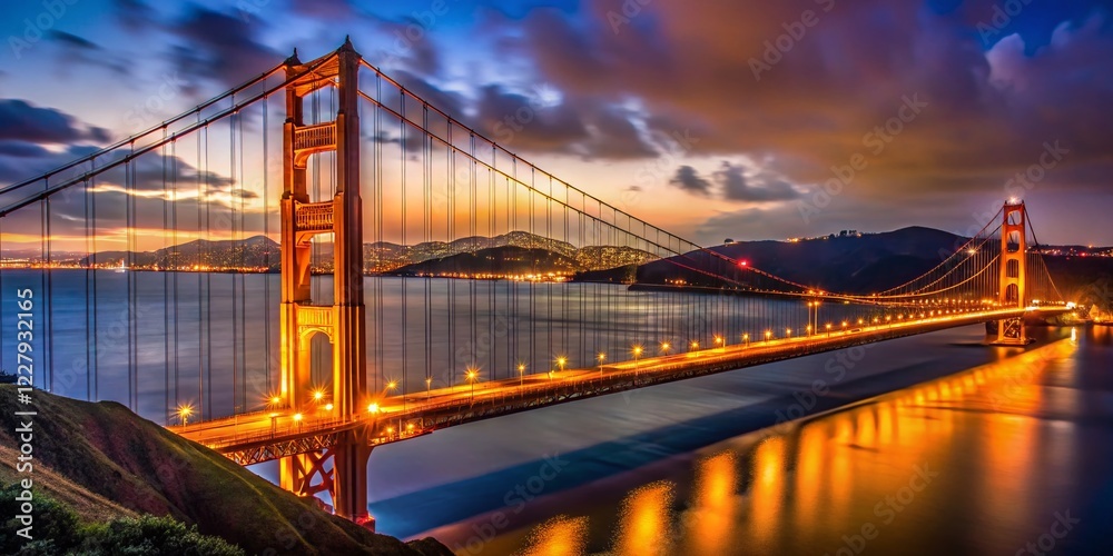 Obraz premium Golden Gate Bridge Night Lights Timelapse - San Francisco Cityscape Close Up