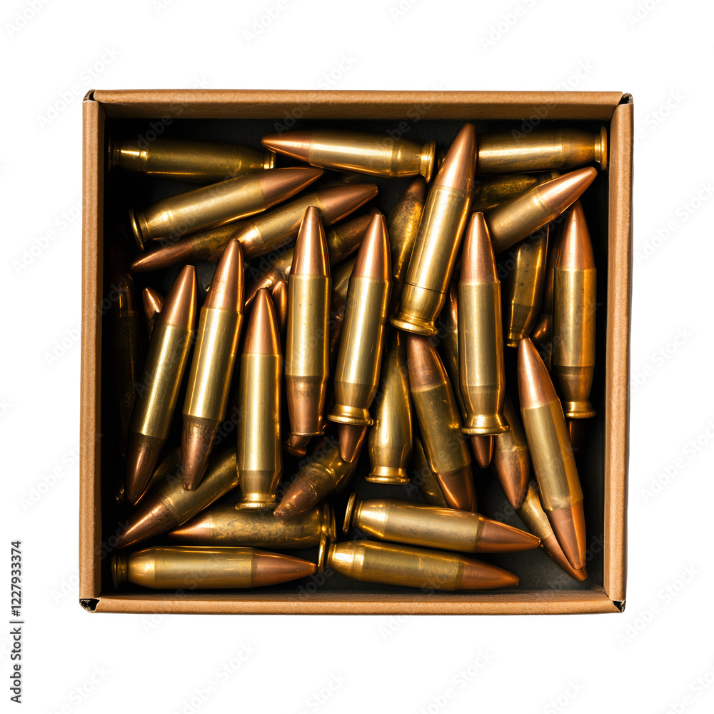 Ammo bullets box ammunition military isolated on transparent background Ammo bullets box ammunition military isolated on transparent background