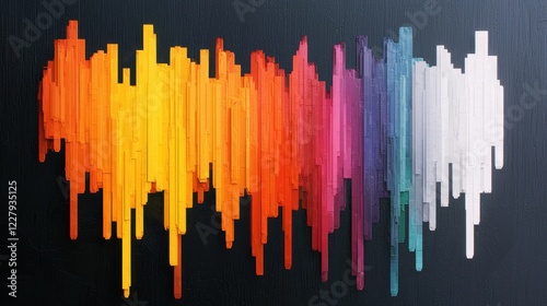 Abstract vertical colorful bars on a dark textured background